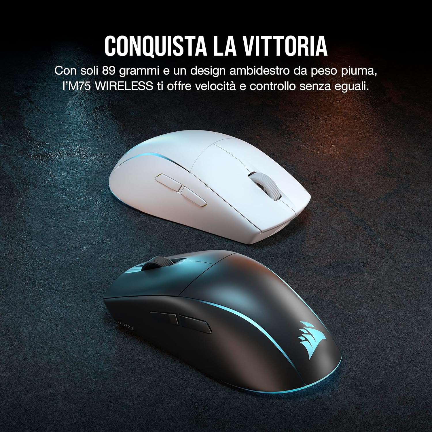 M75 WIRELESS RGB Mouse da Gioco FPS Leggero ÔÇô 26.000 DPI ÔÇô Pulsanti Laterali Intercambiabili ÔÇô Compatibile con iCUE ÔÇô PC ÔÇô Nero - Mouse gaming - Immagine 1