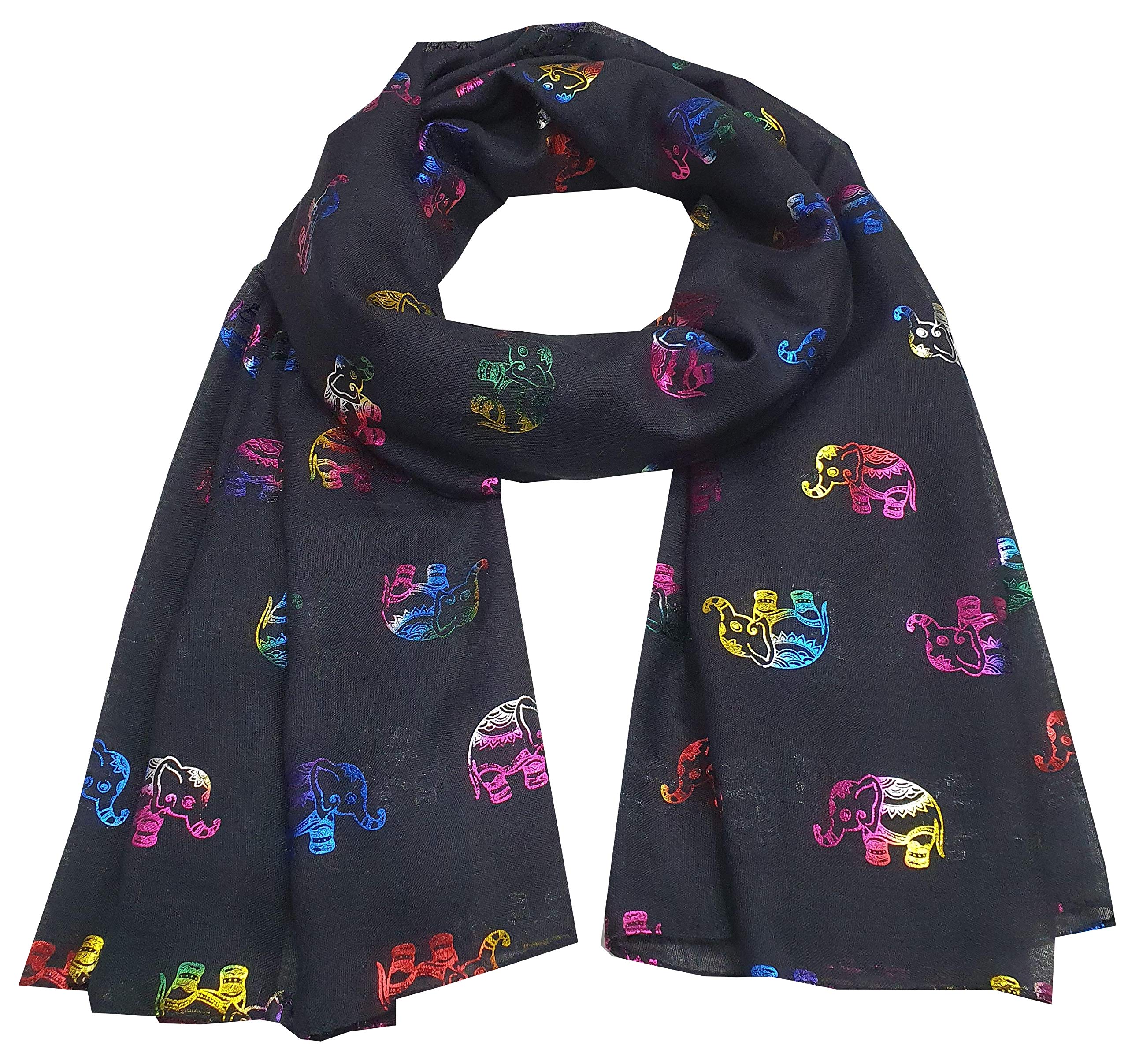 Sciarpa Donna Con Stampa Elefante Thai – In Oro Rosa Metallizzato, 90x90 Cm, Per Spiaggia O Serata - 3