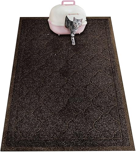 Tapete de arena para gatos, tamaño XL de 47 x 36 pulgadas, alfombra de atrapamiento duradera, antideslizante e impermeable, fácil de limpiar, atrapa