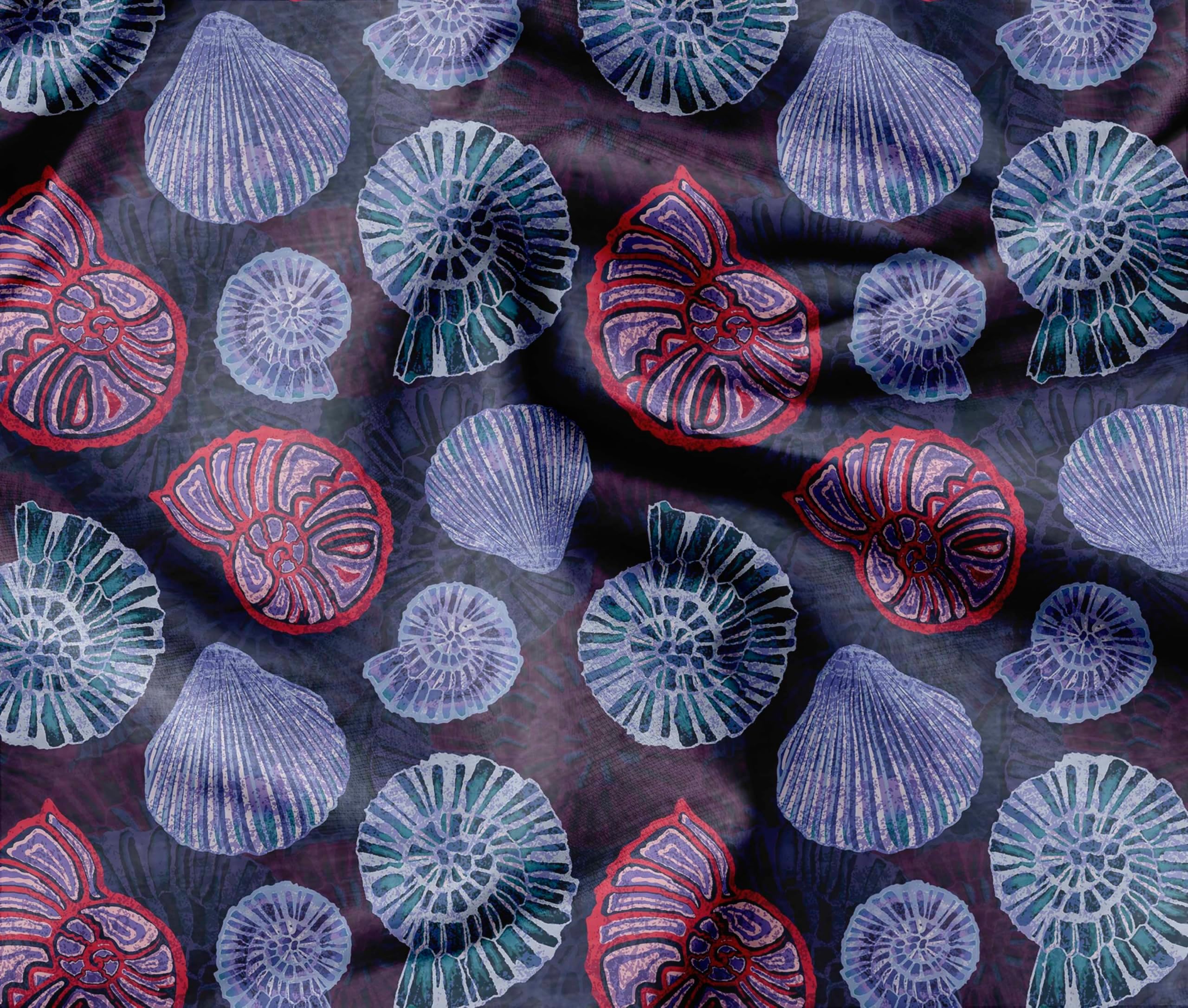 Soimoi Luxurious 58" Wide Purple - Ocean Printed, Cotton Jersey Fabric - Perfect Material For Clothing, Home Decor, Craft Projects, 1 Meter