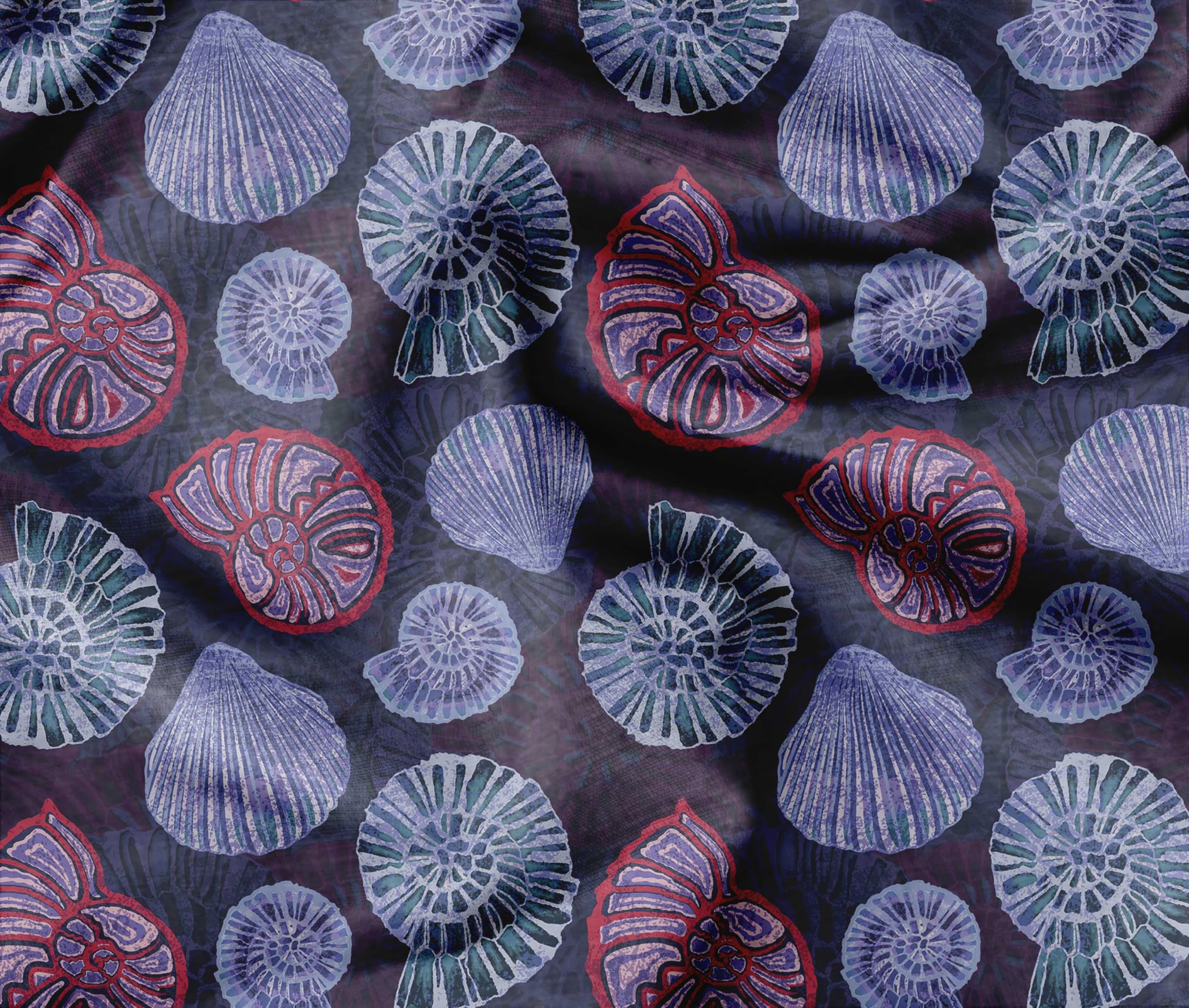 Soimoi Luxurious 58" Wide Purple - Ocean Printed, Cotton Jersey Fabric - Perfect Material For Clothing, Home Decor, Craft Projects, 1 Meter