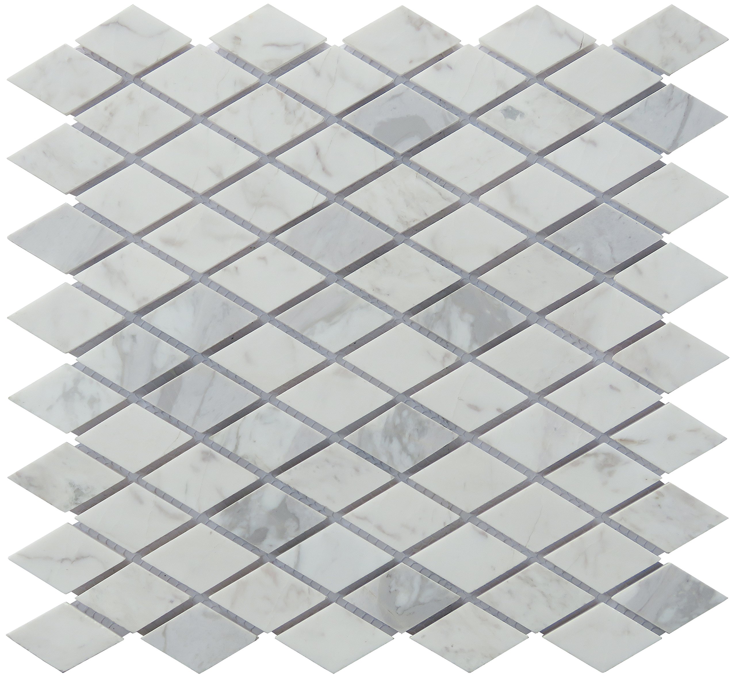 Intrend TileNS020-B Mosaic Tiles Hexagon Pattern Polished Carrara Marble Tile Sheets, 12.63" x 11.75" Sheet Size, White, 5-Count