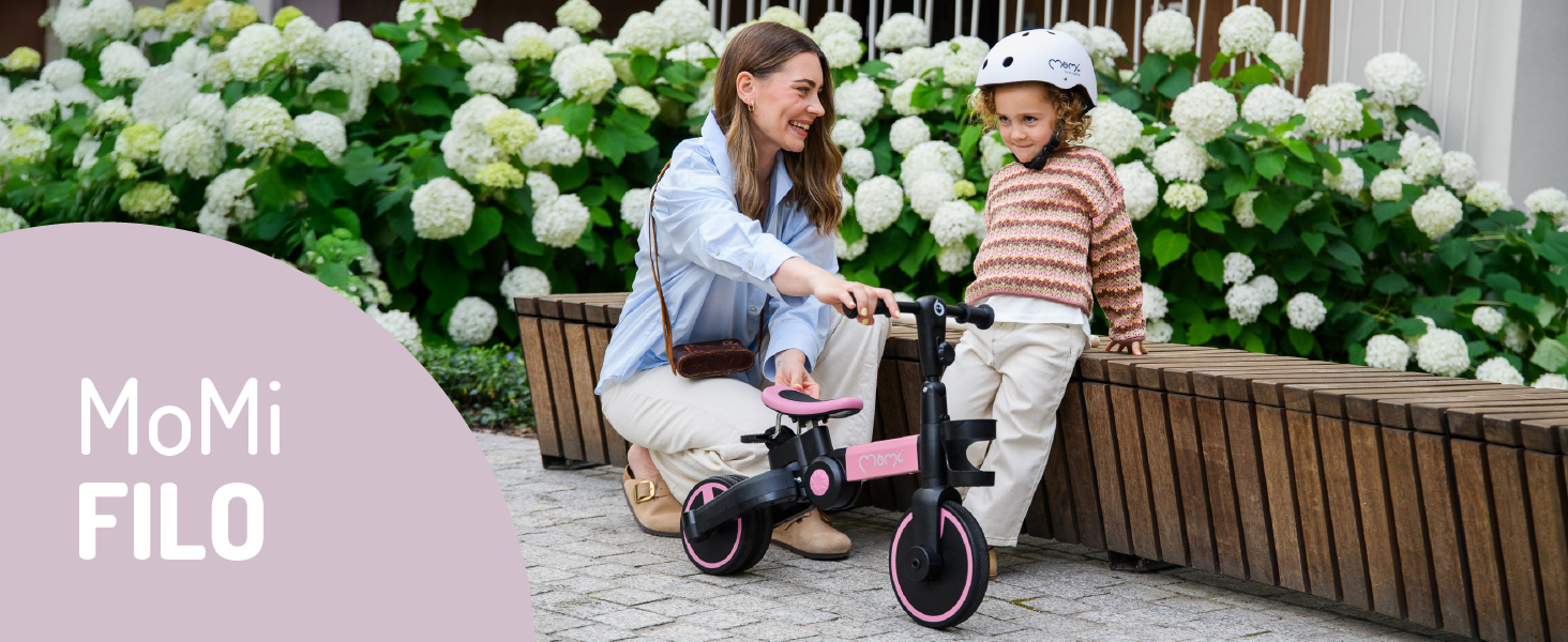 Triciclo Plegable Infantil MoMi Filo 3 En 1 - Para Niños 1 A 3 Años (20kg Max), Se Convierte En Bicicleta 2 Ruedas O Sin Pedales