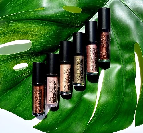 Miniatura 4 de Palladio Sombra de ojos líquida, fórmula cremosa y brillante que se adhiere instantáneamente al párpado con una varita aplicadora flexible durante