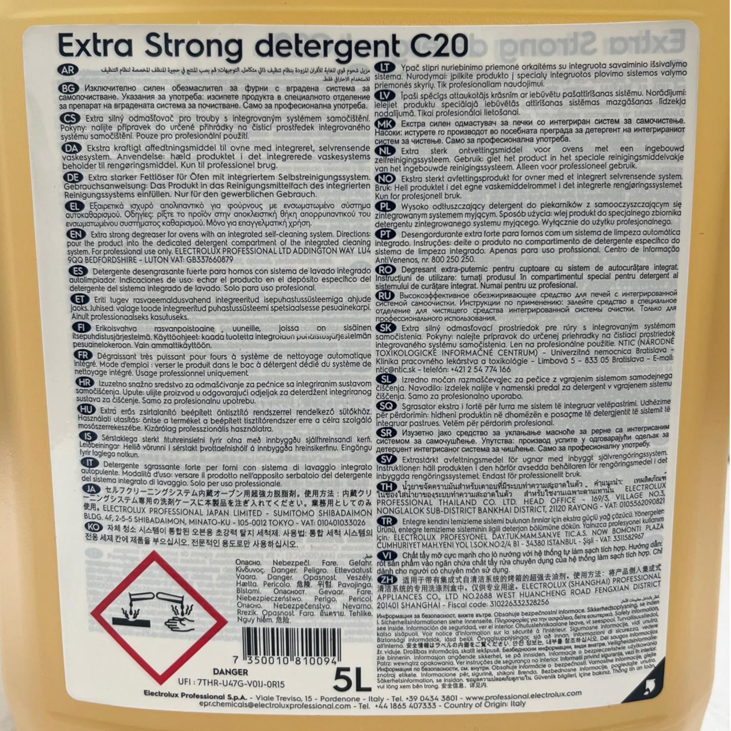 Electrolux Professional - Detergente Liquido Extra Strong Detergent C20-2 X 5 LT