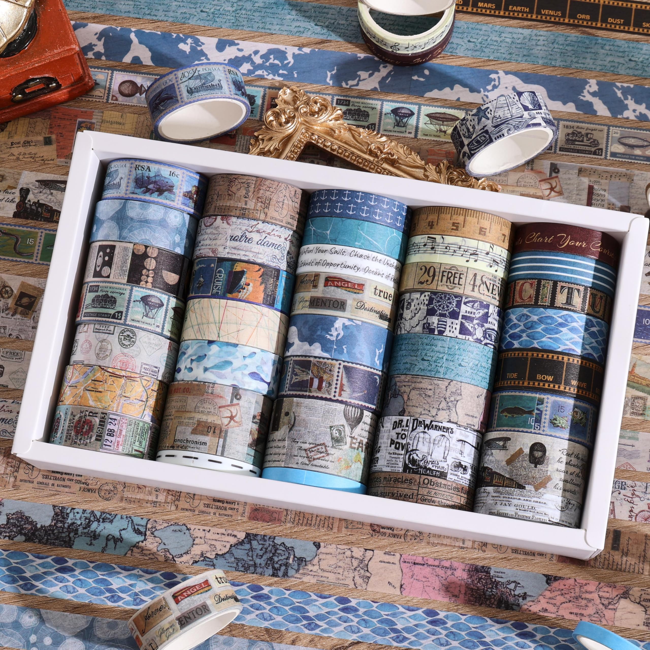 Vintage Washi Tape Set - 38 Rolls for Scrapbooking -4 Vintage Washi Tape Set - 38 Rolls for Scrapbooking -4