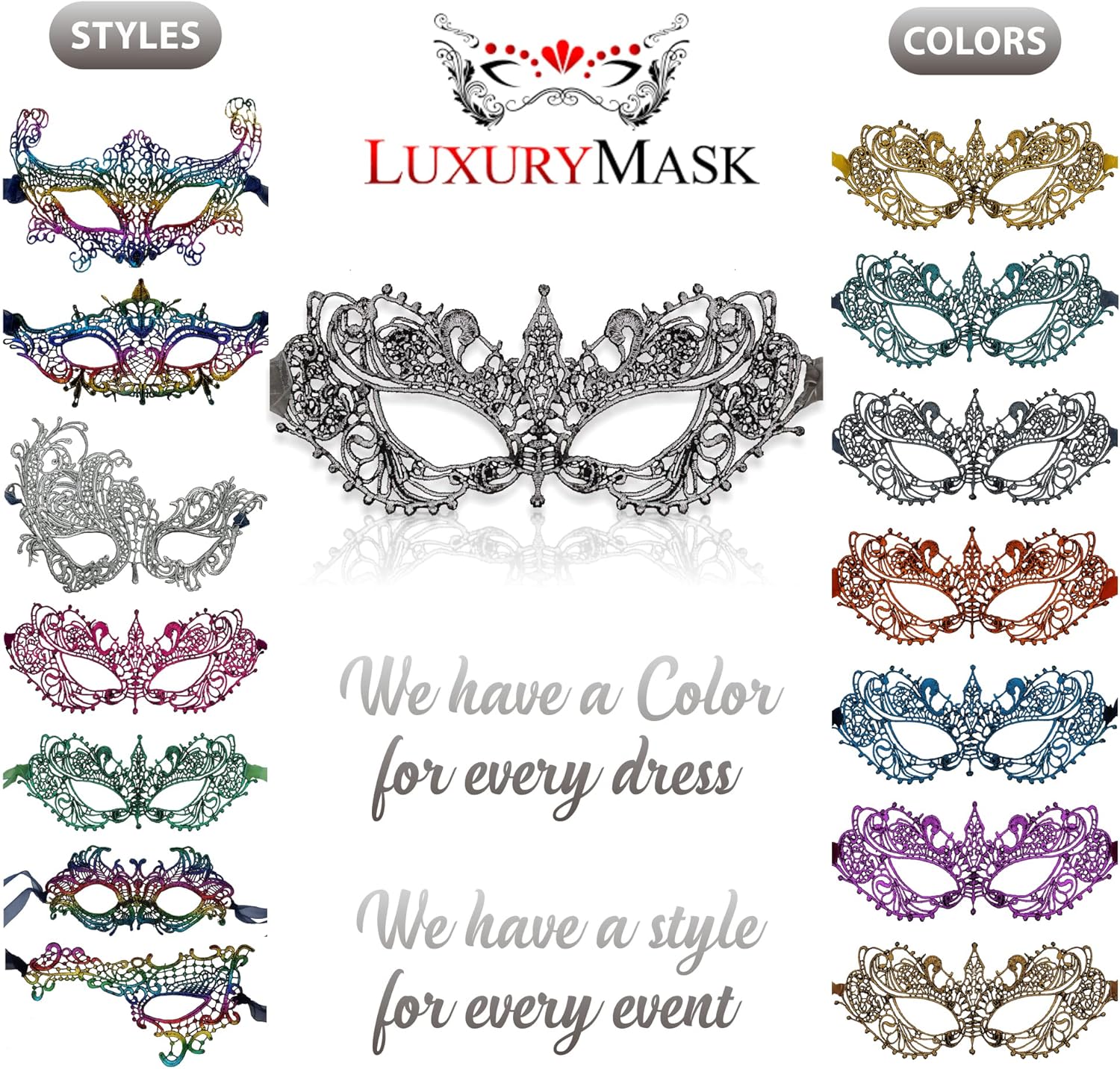 Miniatura 5 de Masquerade Mask For Women Lace Masquerade Masks for Masquerade Party, Proms, Venetian Party, Mardi Gras, Halloween & Cosplay
