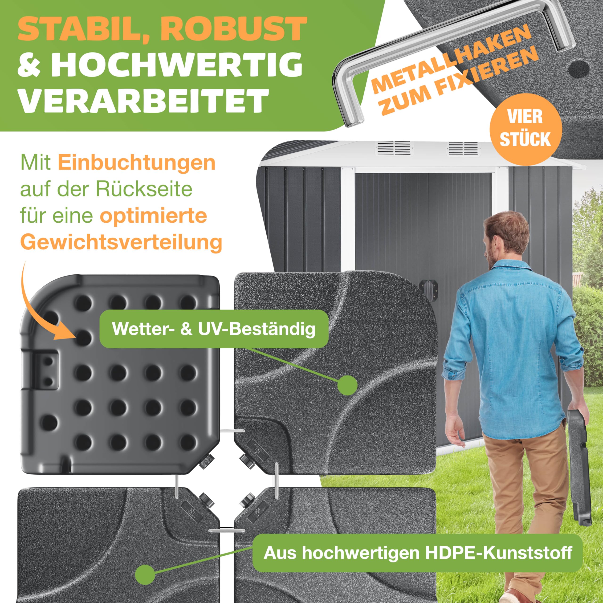 KESSER® Sonnenschirmständer 4-teilig Schirmgewicht Schirmständer für Ampelschirm Bodenkreuz 60 Liter / 80 kg befüllbar mit Wasser oder Sand Inkl. Metallverbinder Ampelschirmständer Kunststoff,