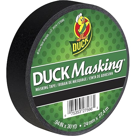 Duck Brand 240877 Color Masking Tape, 0.94-Inch by 30-Yard (Single Roll), Black, 90 Foot