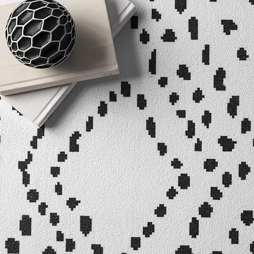 Miniatura 11 de nuLOOM Mila - Alfombra de área de enrejado de diamantes lavable a máquina, 8 pies, cuadrada, color blanco