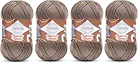 Troyarn Summer Stretch (pacote com 4 novelos) fio de biquíni acrílico 100% microfibra elástica 4 x 100 g (114167 metros) (114167-bege)