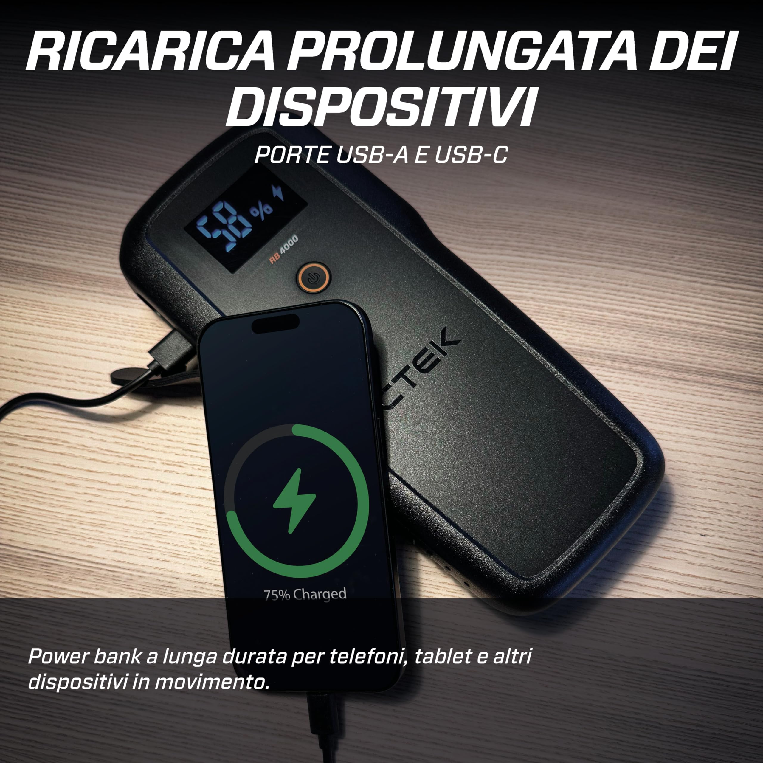 CTEK RB 4000 Avviatore Portatile – Corrente di Picco Batteria 4000A, Booster per Batterie 12V in Veicoli Diesel e Benzina