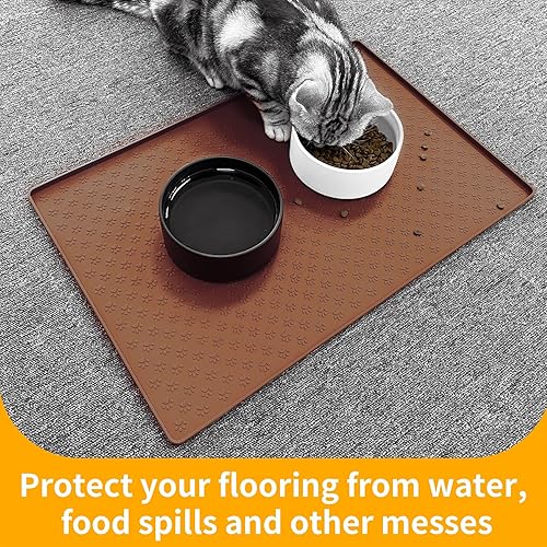 Miniatura 5 de Ptlom Mantel individual para mascotas, para perros y gatos, impermeable, de silicona, para alimentos y agua, para perros pequeños, medianos y