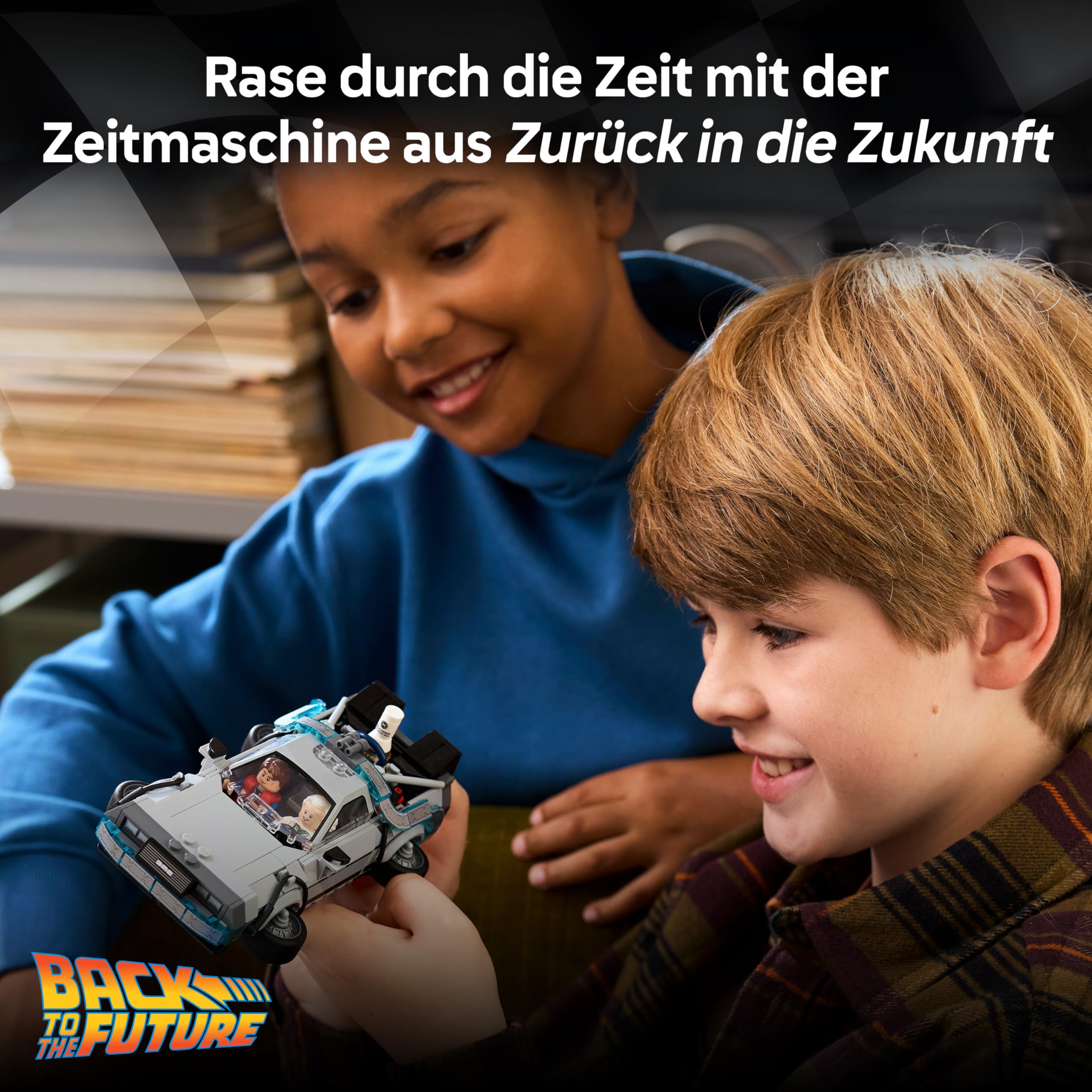 LEGO Speed Champions Zeitmaschine aus Zurück in die Zukunft - Kinder Spielzeug mit Automodell und 2 Minifiguren - Marty McFly und Doc Brown - Kreatives Geschenk für Kinder ab 9 Jahren - 77256