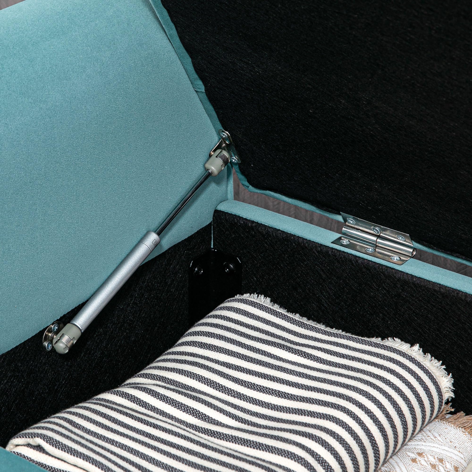 HOMCOM - Banco de almacenamiento para cama con reposabrazos, baúl de almacenamiento de tela aterciopelada acolchada y acolchada, carga hasta 120 kg, para salón, dormitorio, entrada, 126 x 48,5 x 57 cm