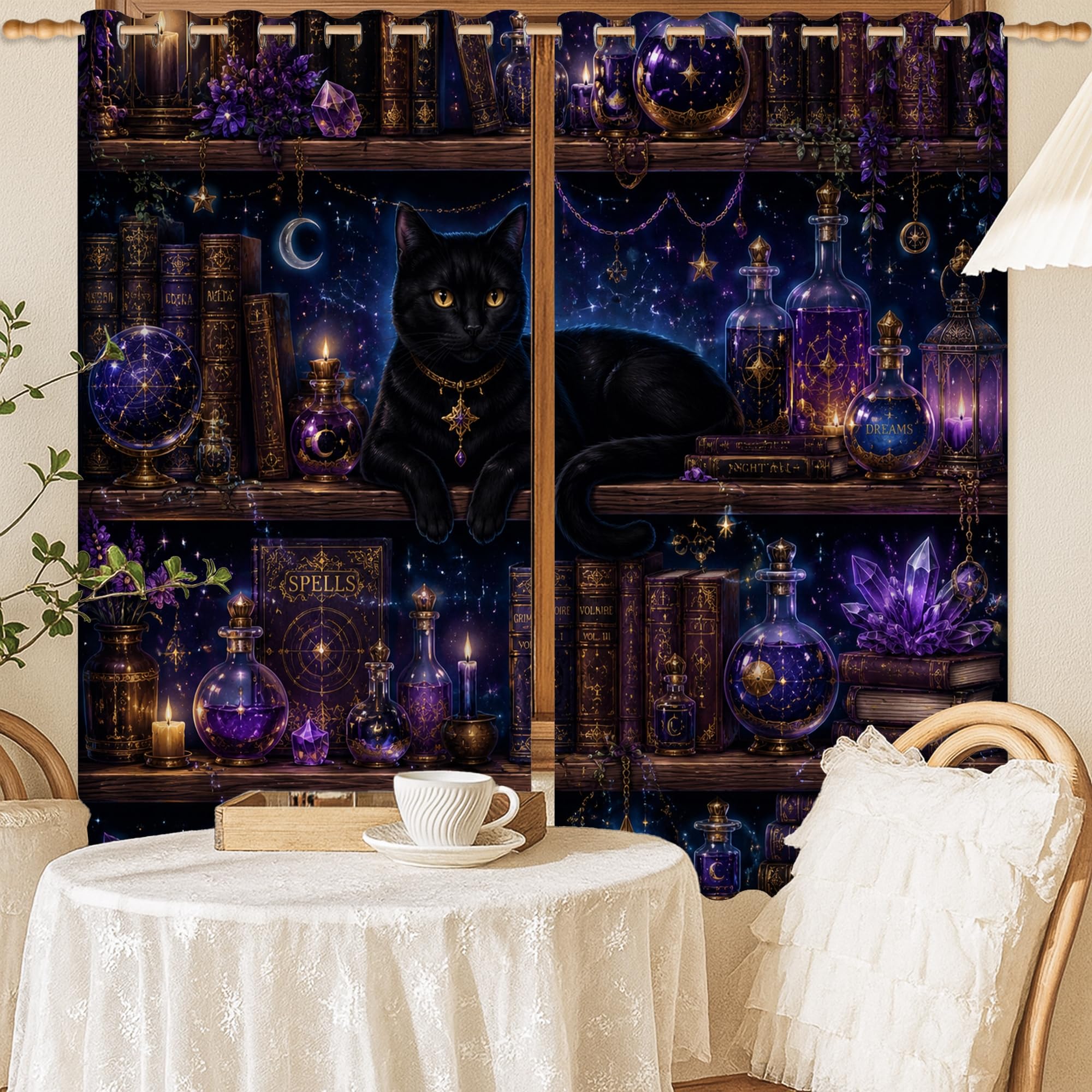 Rideaux occultants violets imprimé fantastique haut de gamme