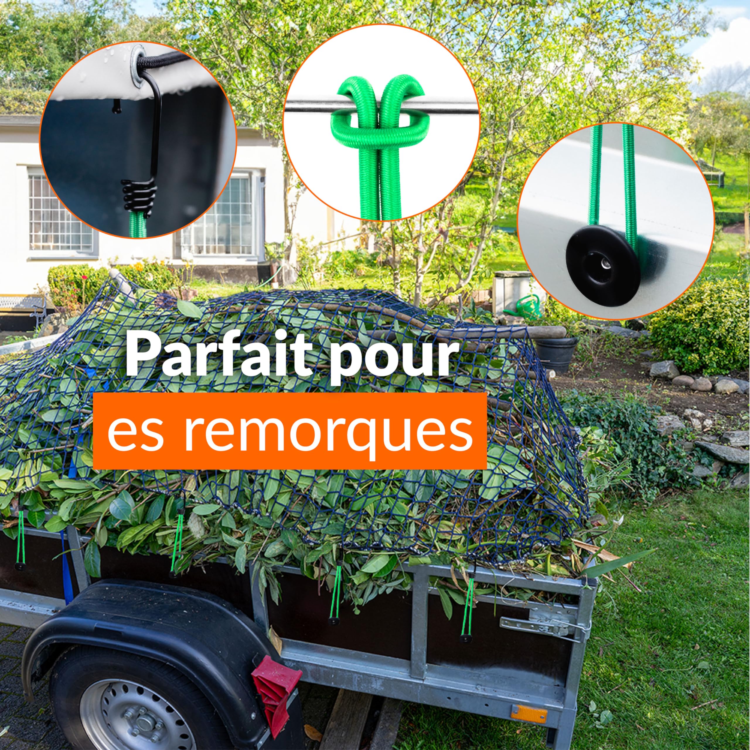 Lot De 50 Tendeurs élastiques Avec Crochets 25cm - En Caoutchouc Latex, Extensibles Jusqu'à 50cm, Pour Bâches, Tentes, Camping Et Jardin