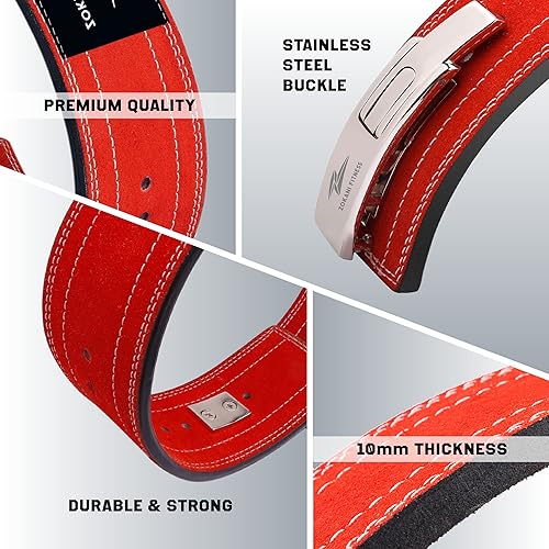 Miniatura 5 de Cinturón de levantamiento de pesas de cuero para hombres y mujeres, cinturón de levantamiento de pesas de 0.394 pulgadas de grosor, cinturón de