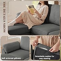 Vista 8 de Juego de sofá de pana de 3 piezas para sala de estar con sofá, otomana de almacenamiento y silla individual