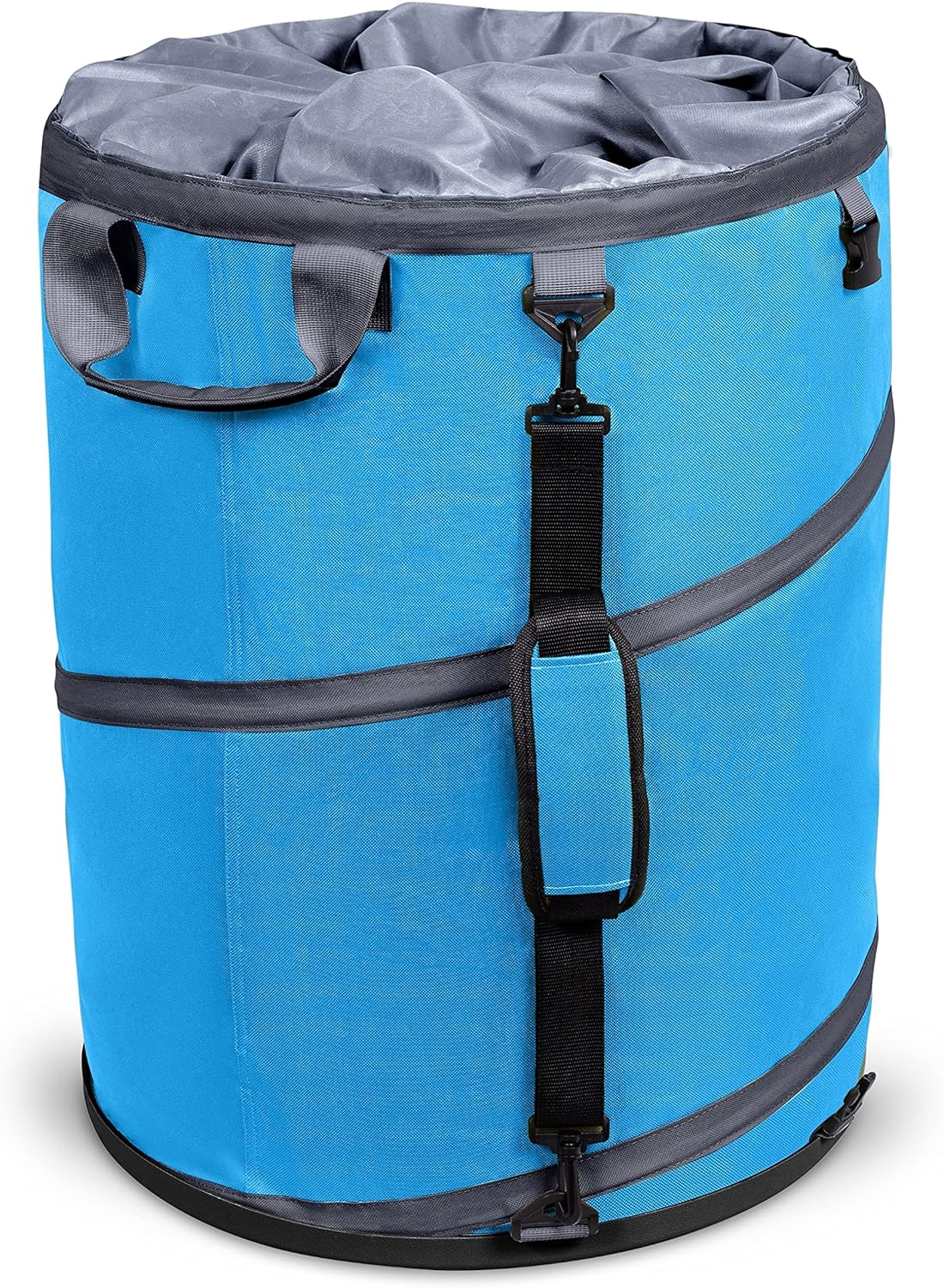 BIRDROCK HOME Collapsible Lawn and Leaf Waste Bag with Lid – 30 Gallon – Heavy Duty Reusable Camping Trash Can – Hardshell Bottom for Yard Debris, Garage Storage – Portable Garden Bin – Blue