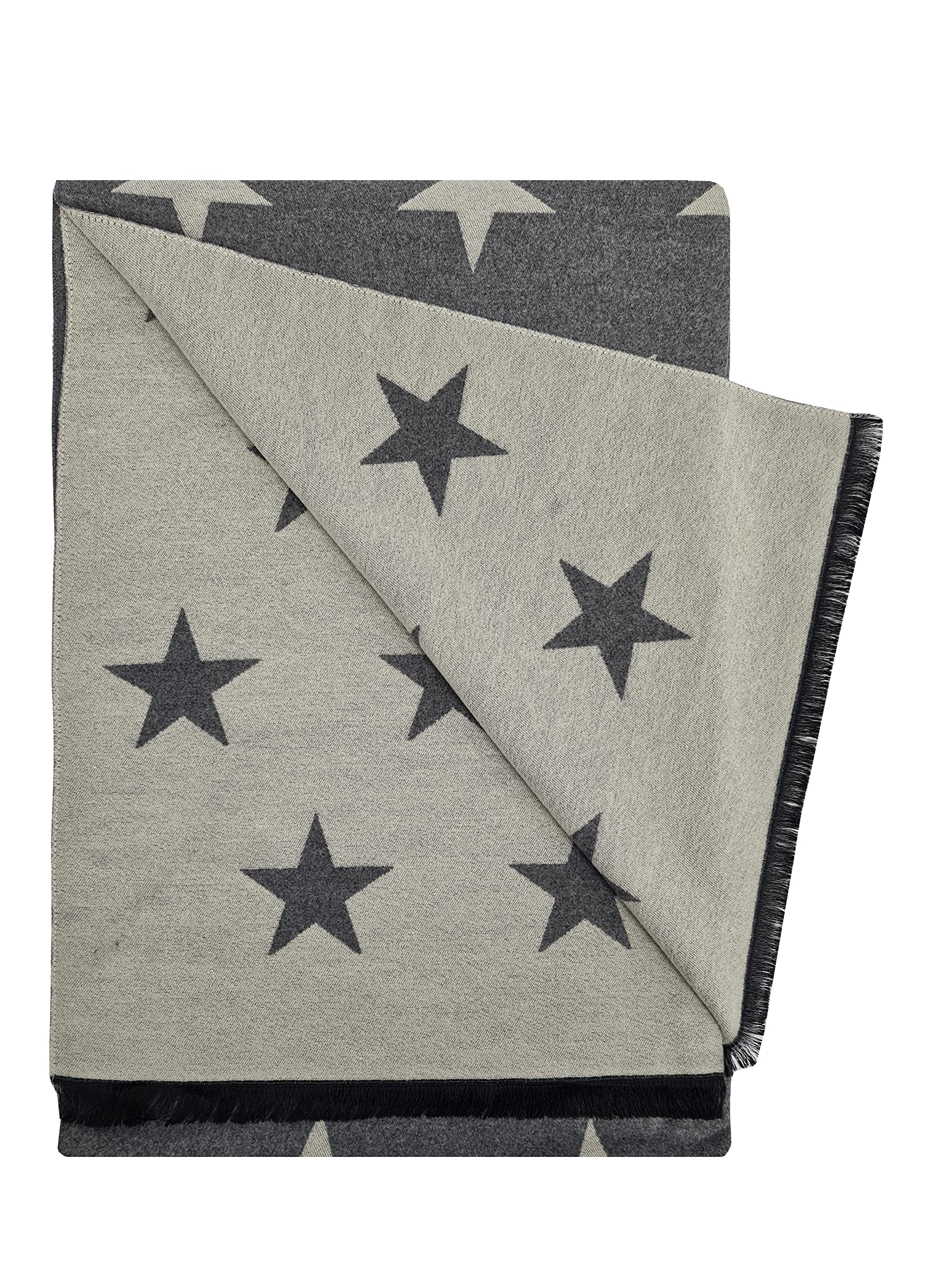 Hazy Blue Heritage Collection - Women's Scarves & Wraps Scarfs For Women Lightweight Designer Reversible Cashmere Feel - Tree of life, Bee, Star, stag designs (Star - Grey/Stone)