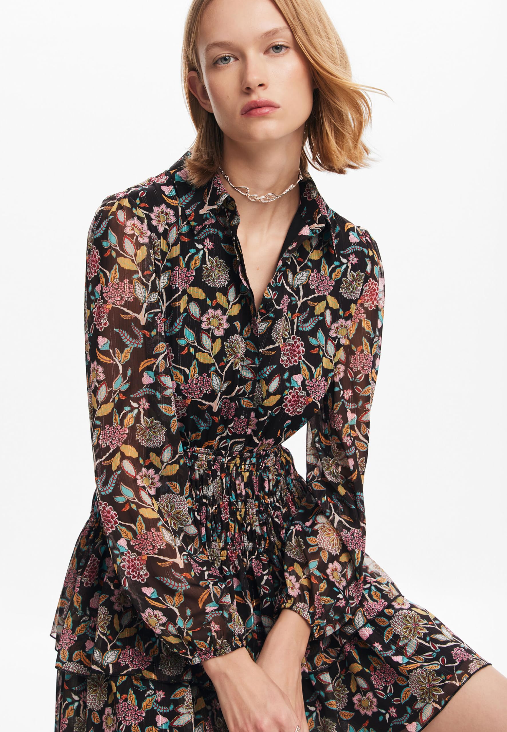 Desigual Robe Tissée À Manches Longues pour Femme Robe Femme