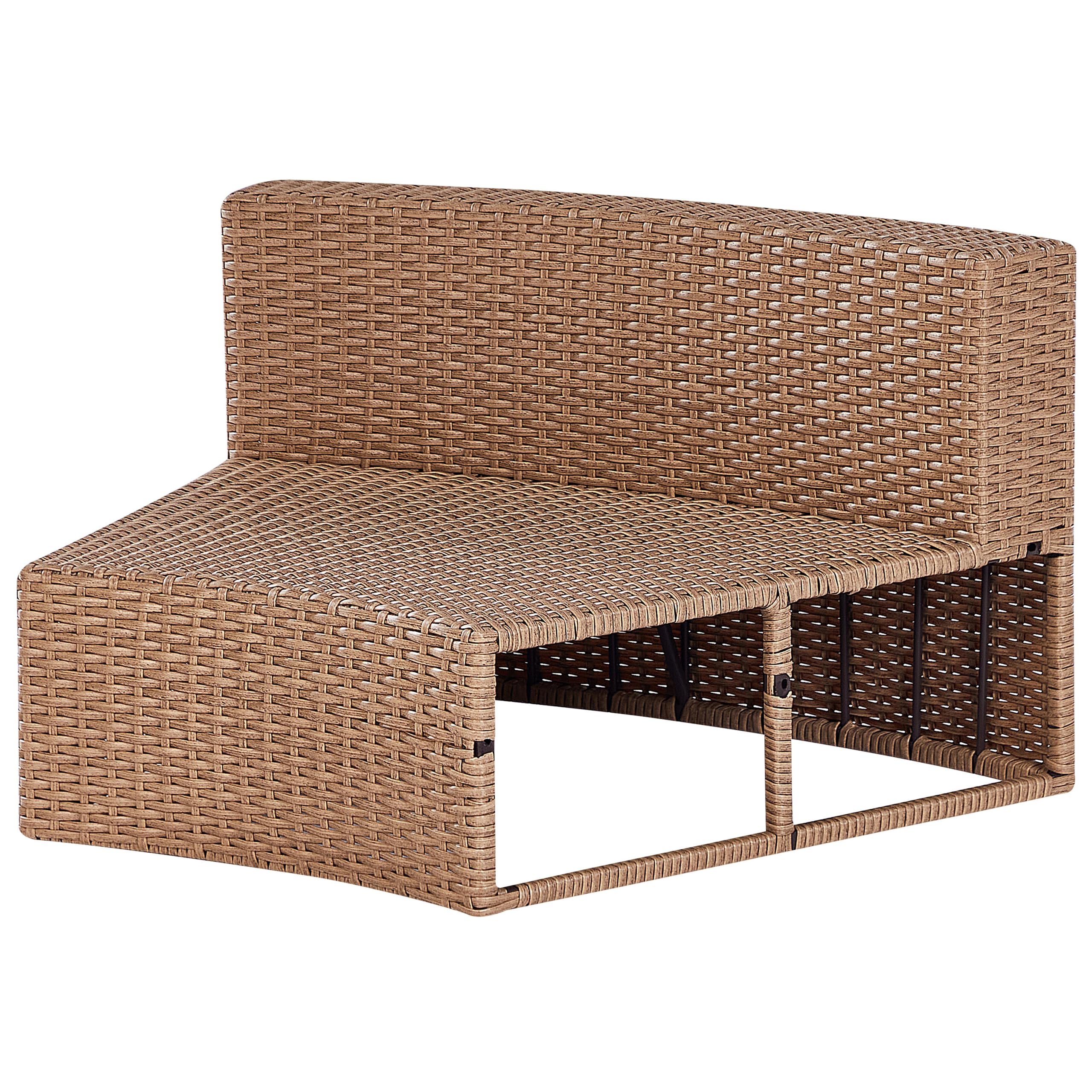 Beliani 9-Sitzer Lounge Set Rattan Sand beige rund mit Auflagen weiß Couchtisch Severo