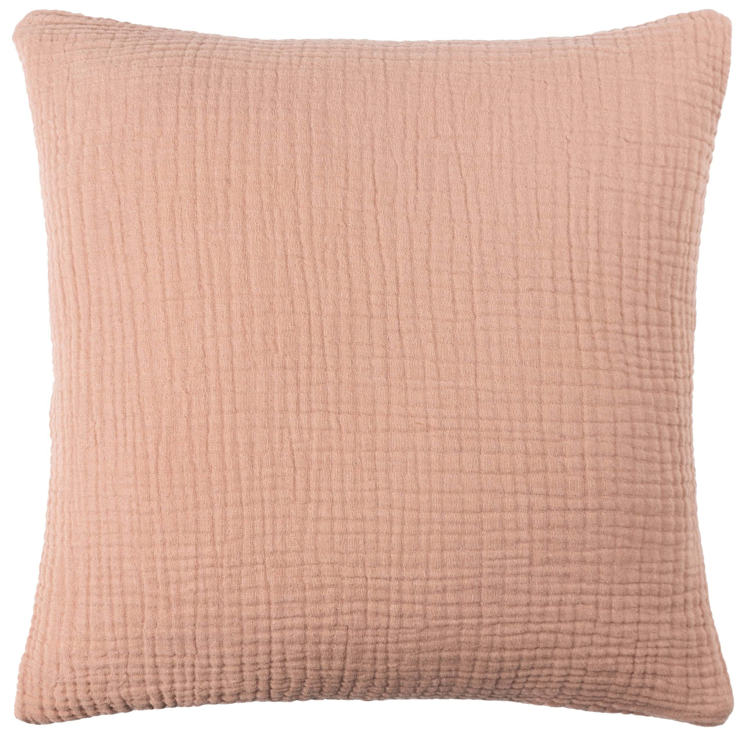 Yard furn Lark Cushion Cover – Soft Minimalistic Textured Muslin Cotton Decorative Case (Pink Clay – 45x45cm)