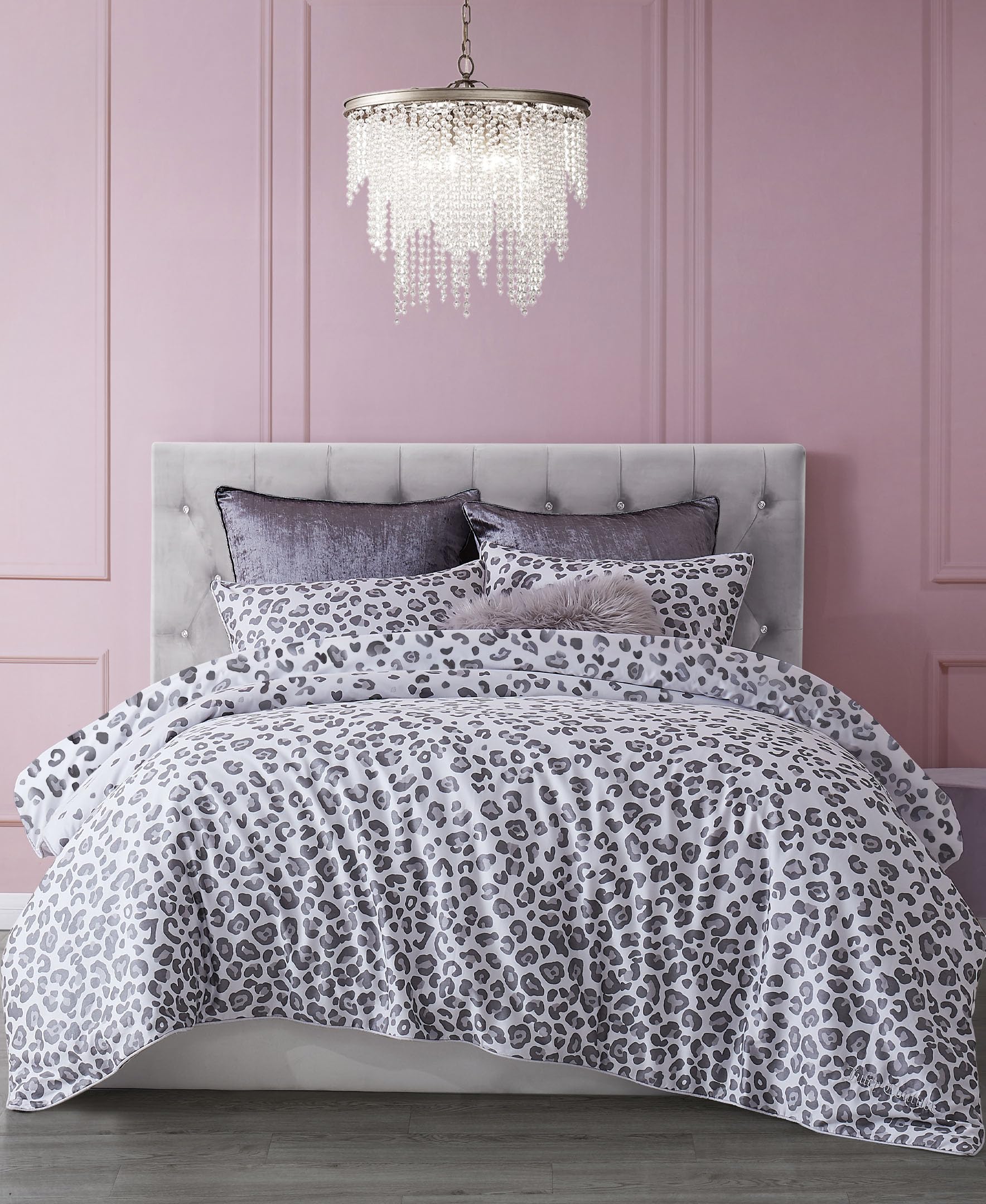 Comforter Set | Pearl Leopard Design Bedding| Twin/Twin XL | 2 Piece Set Includes 1 Comforter and 1 Sham | Wrinkle Resistant | Premium Bedroom Décor | Grey/Silver