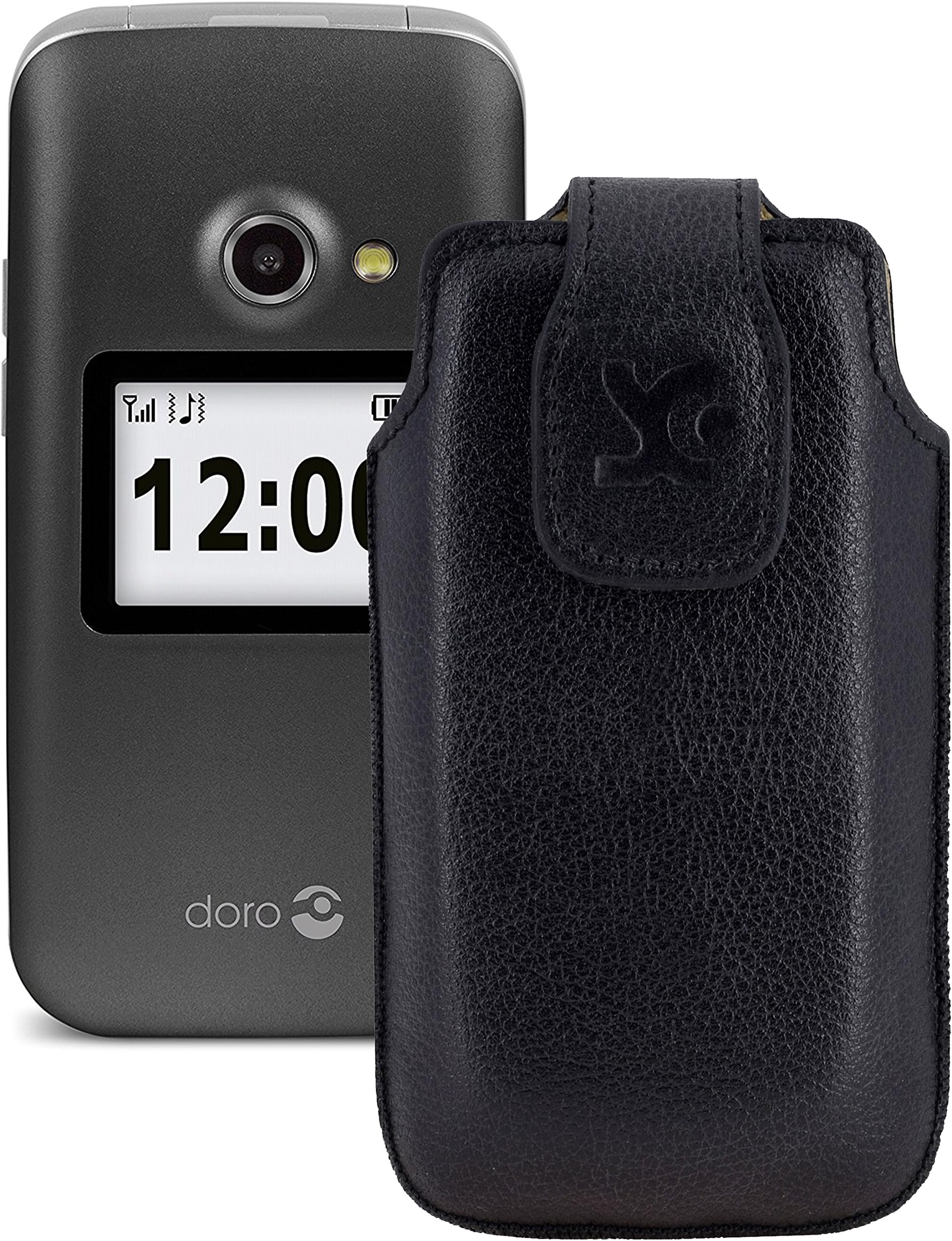 Suncase Original Leather Case Compatible with Switel M222 Full Grain Black