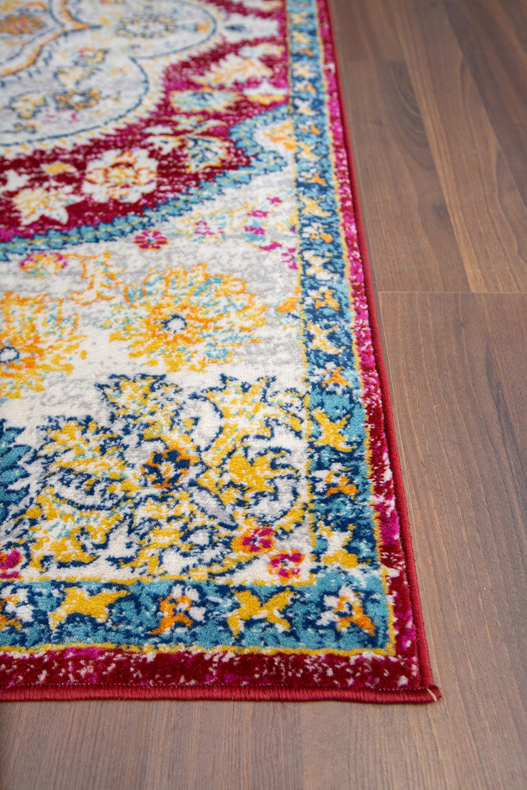 Vintage Distressed Bohemian Area Rug 5' x 7' Red