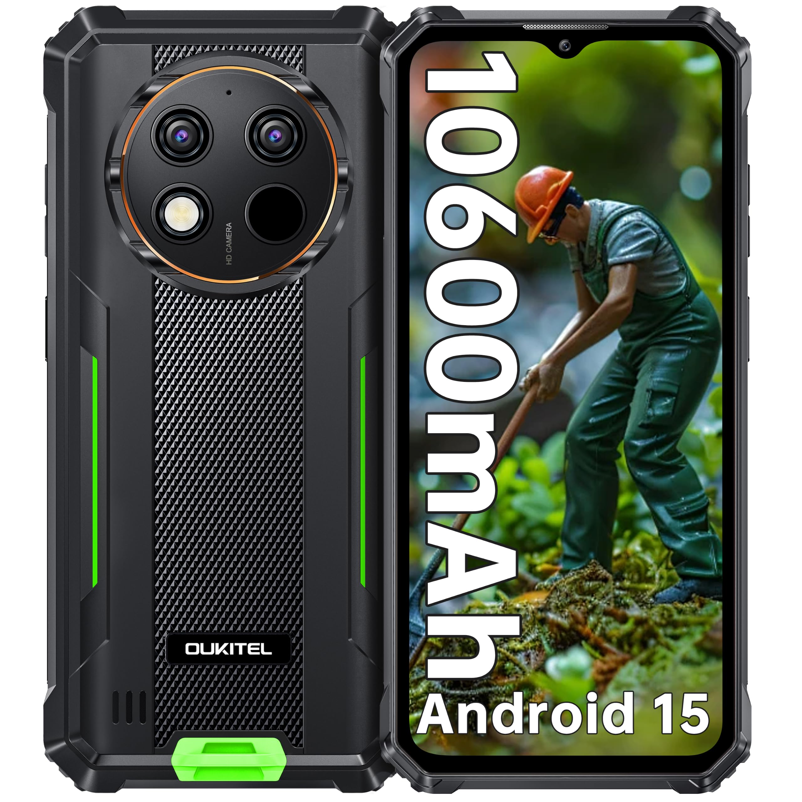 G1S Rugged Phone Unlocked, 10600mAh Battery, 16GB+128GB/1TB Expand Android 15 Waterproof…