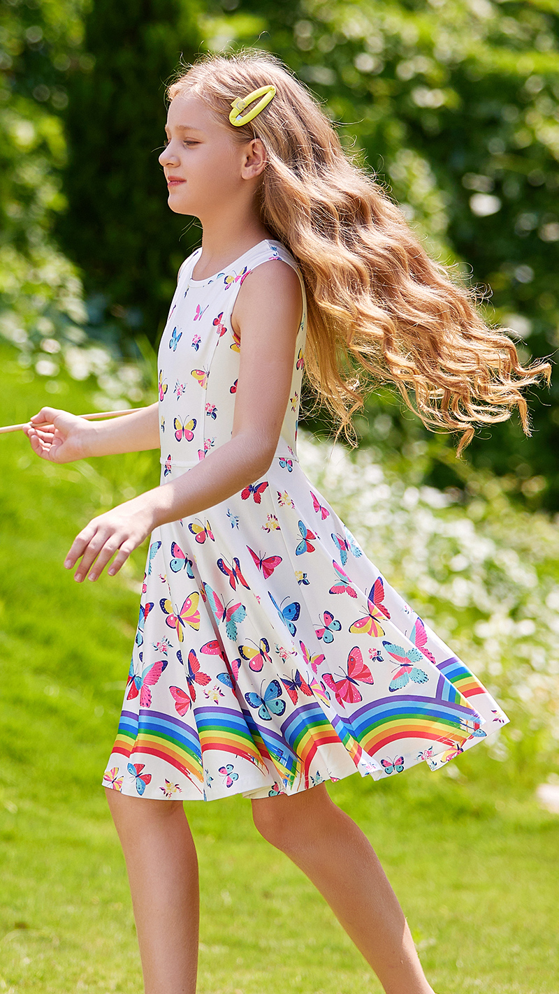 Girls Dresses Size 5 Unicorn Summer Dresses For Girls - Short Sleeve Swing  Dress For Parties & Casual Wear Rainbow Cat Short Sleeve Summer Dresses