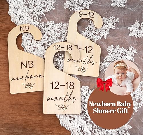 Miniatura 8 de HOUISM Hermosos divisores de armario para bebé para organizador de ropa, divisores de madera de doble cara de tamaño neutro de género de recién