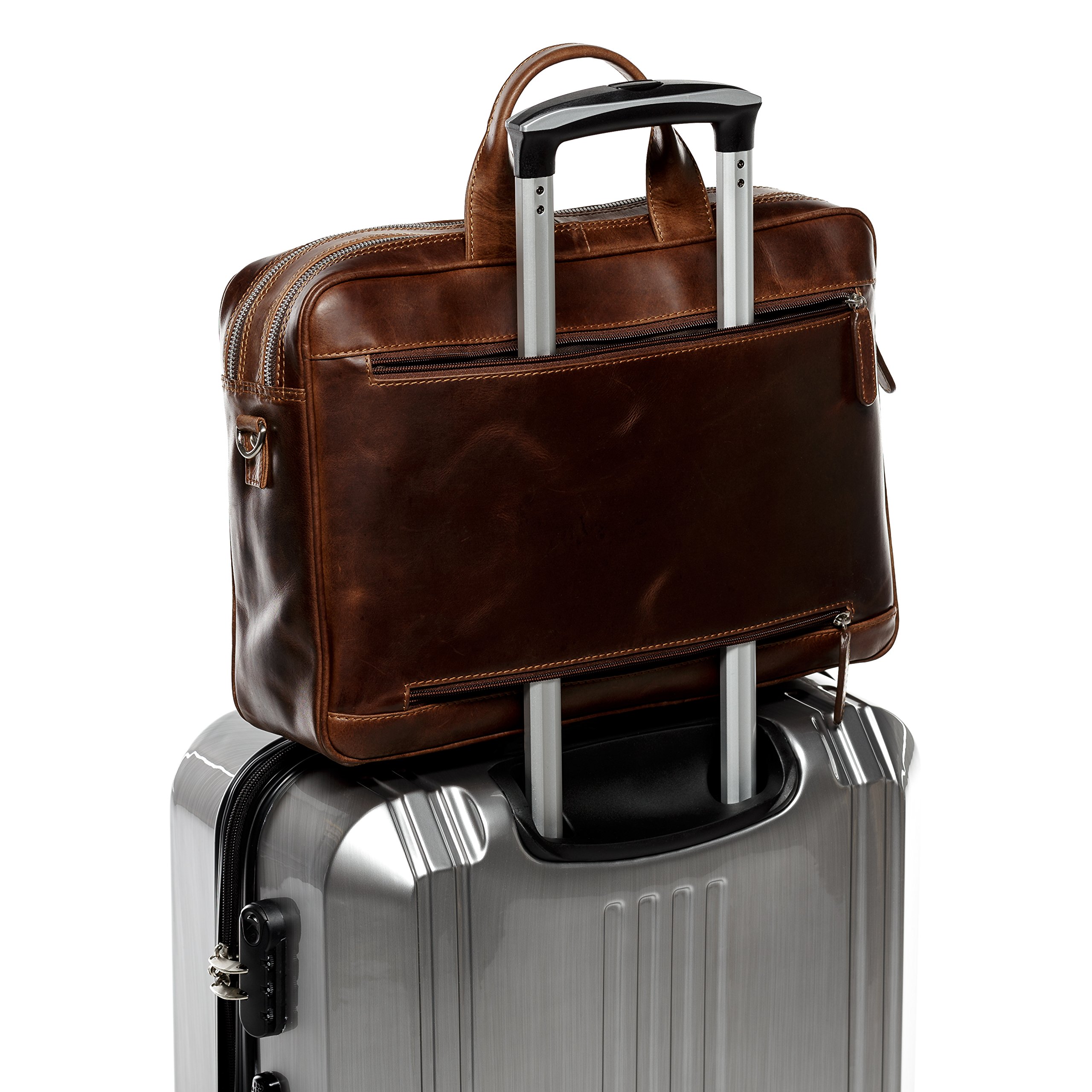 BACCINI Sac bandoulière Ordinateur Ben | Compartiment Laptop Cuir véritable | Sacoche Porte-Document en bandoulière Grand Homme Marron | Sac Messager école Etudiante Travail Fait à la Main