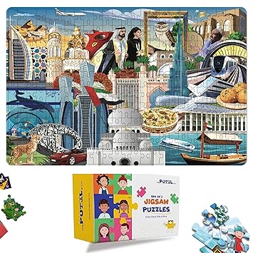The Puzzl Co - Dubai City Jigsaw Puzzle for Kids 9+ Years & Adults, 250 Pieces Educational Puzzle Game, Brain Booster for Travel, Culture & History Learning, Fun & Challenging Puzzle Gift - image, photos