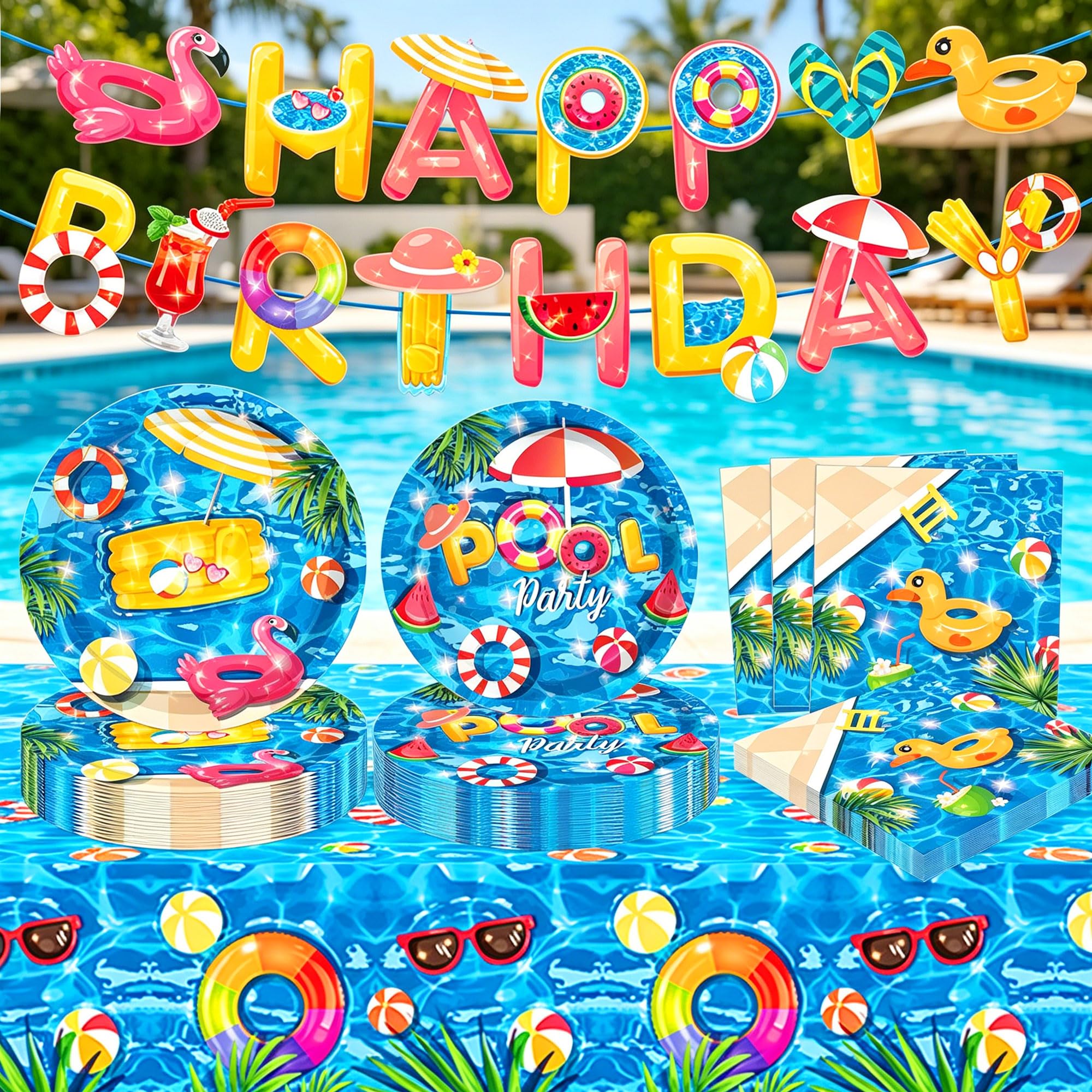 JeVenis decorazione festa piscina tovaglioli tema hawaii spiaggia compleanno tavola