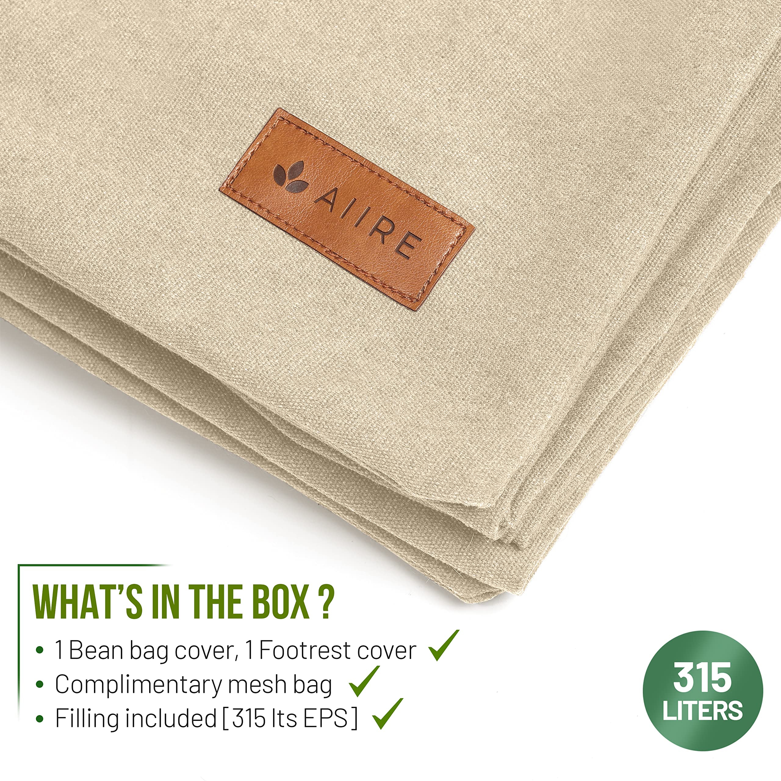 Aiire Pouf Poltrona Sacco Design - Puffo per Sedersi con Poggiapiedi per la Camera da Letto Moderna - Pouffe Salotto XXL con Sgabello Basso - Bean Bag Chair con Poggia Piedi - Puf Beige