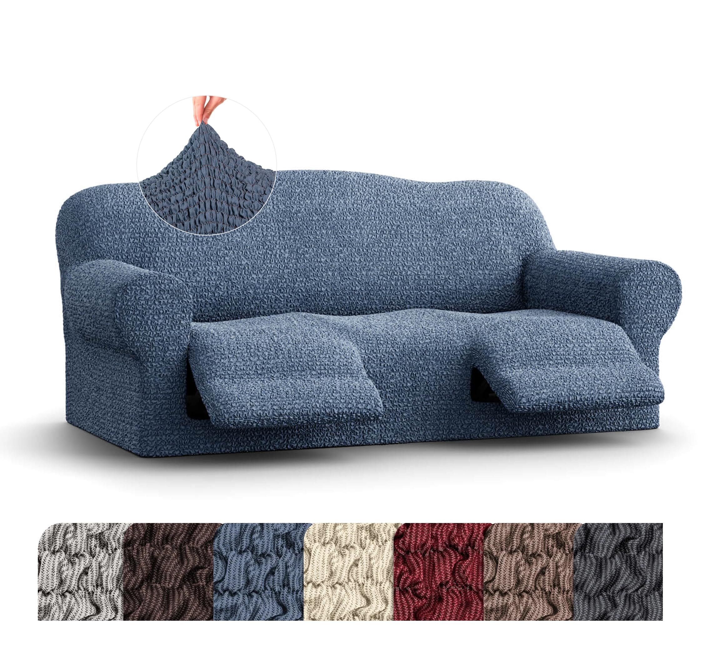 PAULATO BY GA.I.CO. Recliner Sofa Cover - Reclining Couch Slipcover - Soft Polyester Fabric Slipcover - 1-Piece Form Fit Stretch Furniture Protector -