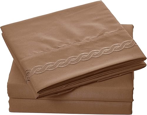 Miniatura 8 de Elegant Comfort Juego de sábanas de lujo en Tienda 1500 de calidad hotelera de primera calidad, juego de sábanas de 4 piezas con bordado de cable,