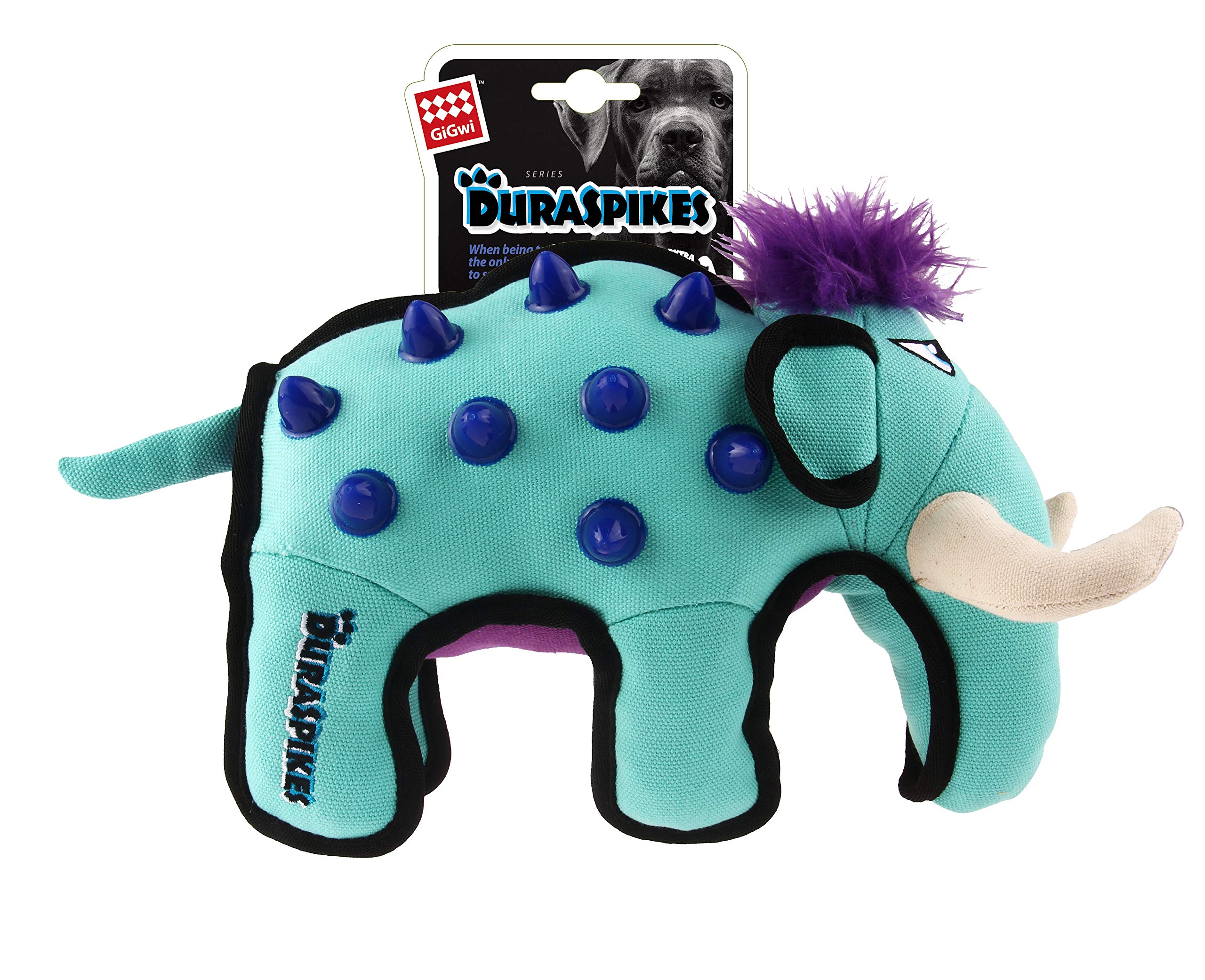 GiGwi Duraspikes Jouet à mâcher interactif pour Chien Bleu Clair Éléphant Jouet à mâcher pour Les mâcheurs durs