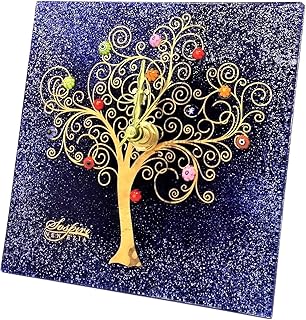 SOSPIRI VENEZIA Orologio da Tavolo Quadrato in Vetro di Murano Albero della Vita 9x9cm, Tecnica vetrofusione, Decoro murrine e Foglia Oro, Realizzato a Mano da Artigiani Veneziani (cm. 14x14, Blu)