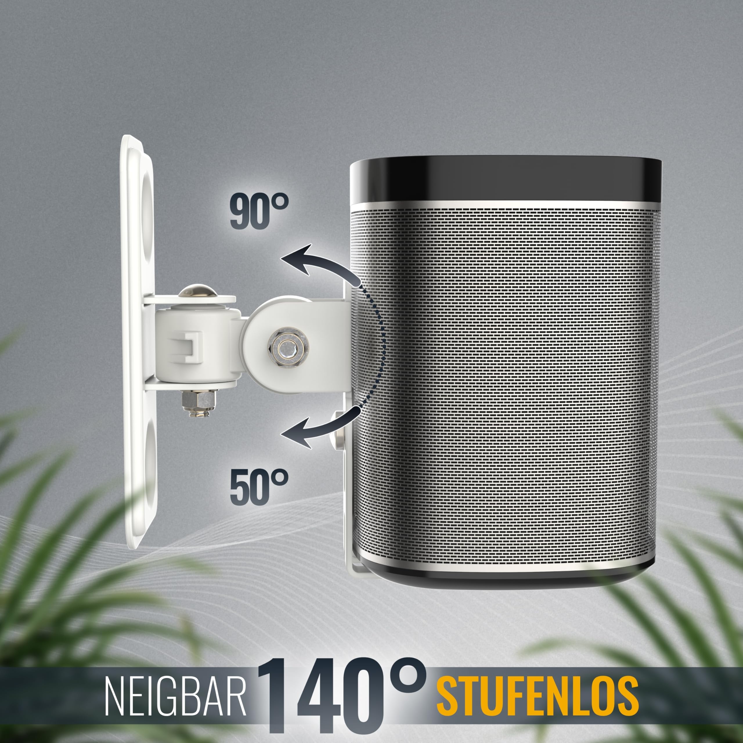 RICOO Uchwyt Ścienny do Głośnika, Kompatybilny z SONOS Play:1™, Uchwyt LH431-W Wychylny, Pochylny, HiFi Audio Boxing, Zawieszenie, Głośnik Ścienny