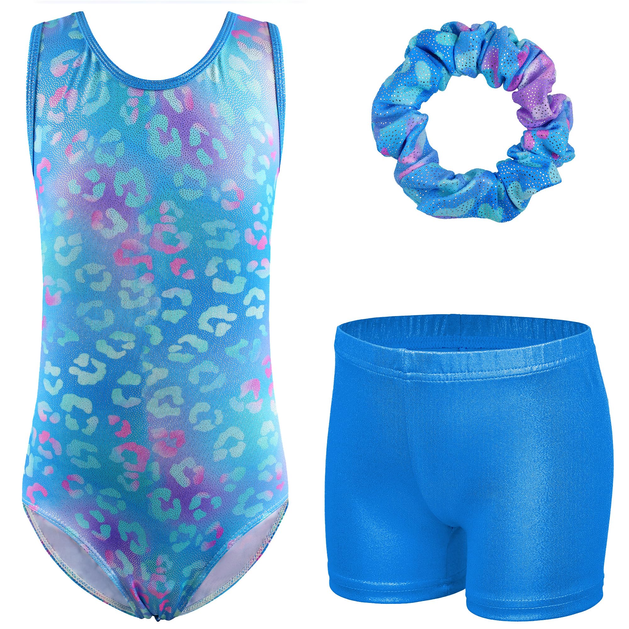 Photo 1 of BAOHULU Girls Gymnastics Leotard Set - Blue Leopard Print (10-11 Years)