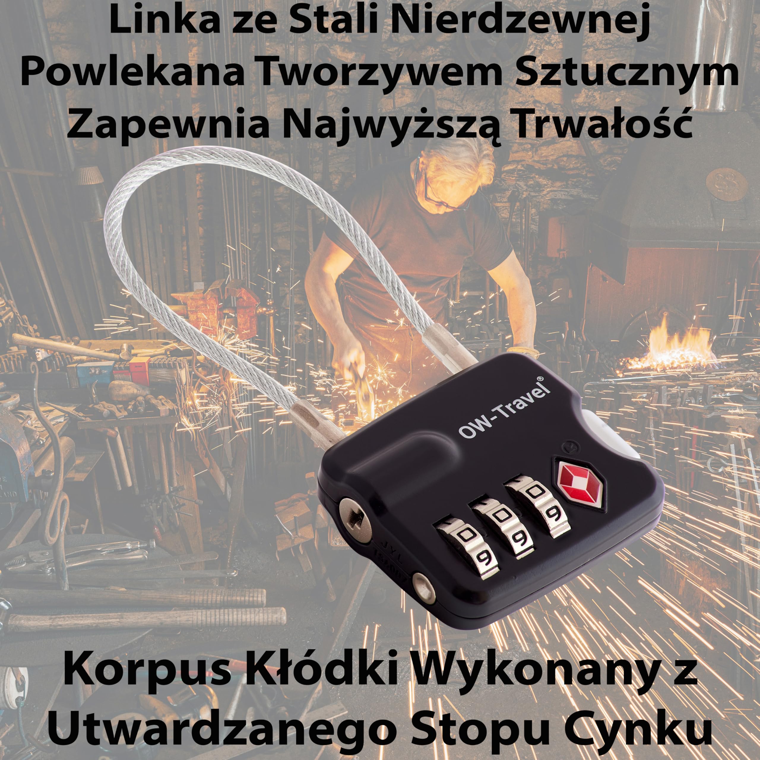 OW-Travel TSA Kłódka z Linką i Zamkiem Szyfrowym (Zestaw 2 Czarnych) 3 Cyfrowe Kłódki Walizkowe. Kłódka na szyfr na Plecak, Walizkę, Bagaż, Kłódki Szyfrowe Bagażowe, Szafek na Siłownię