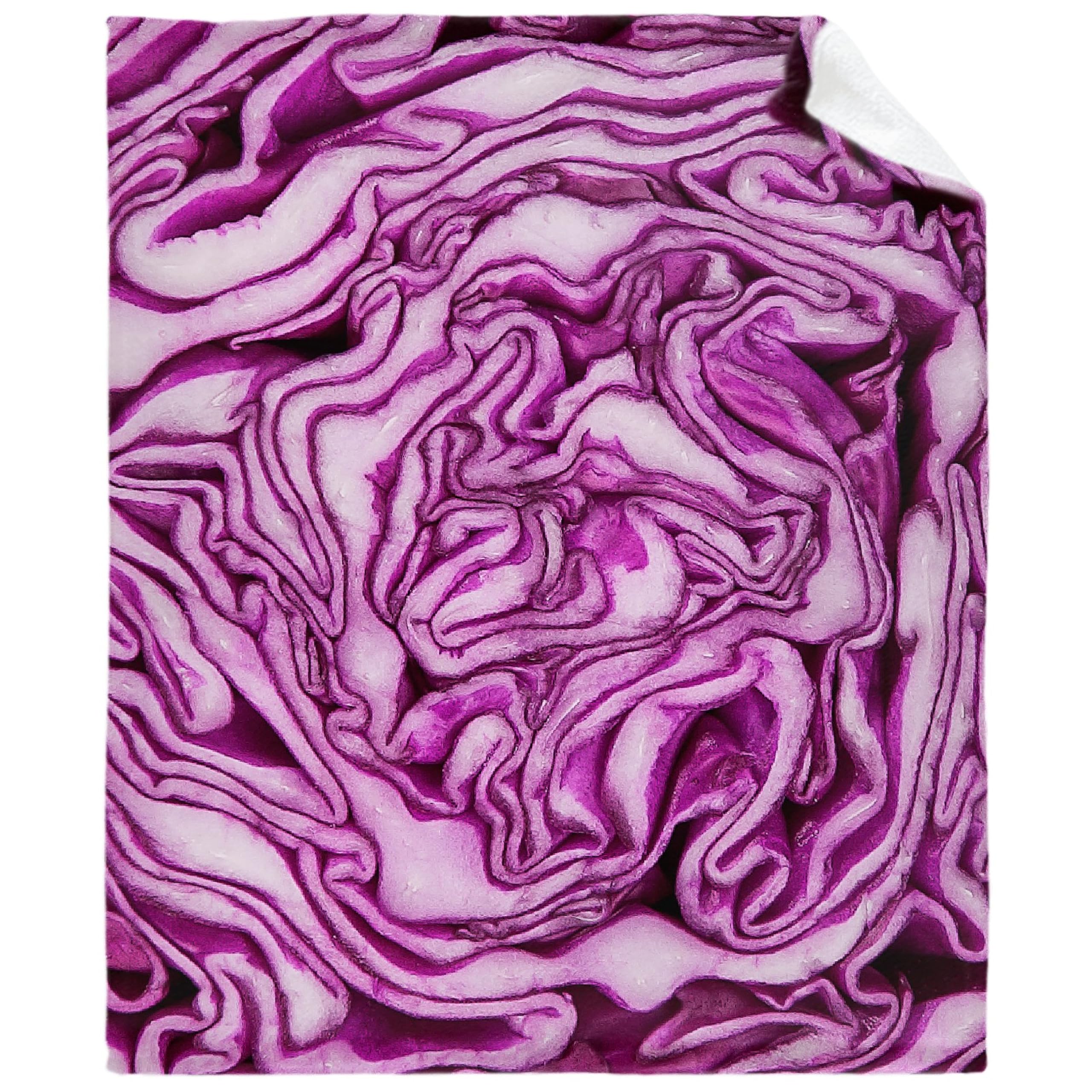 BUYYET Purple Cabbage Fleece Flannel Gift Blanket Realistic Interesting Food Blanket Lightweight Soft Throw Blanket Cute Cozy Blanket for Bed Couch
