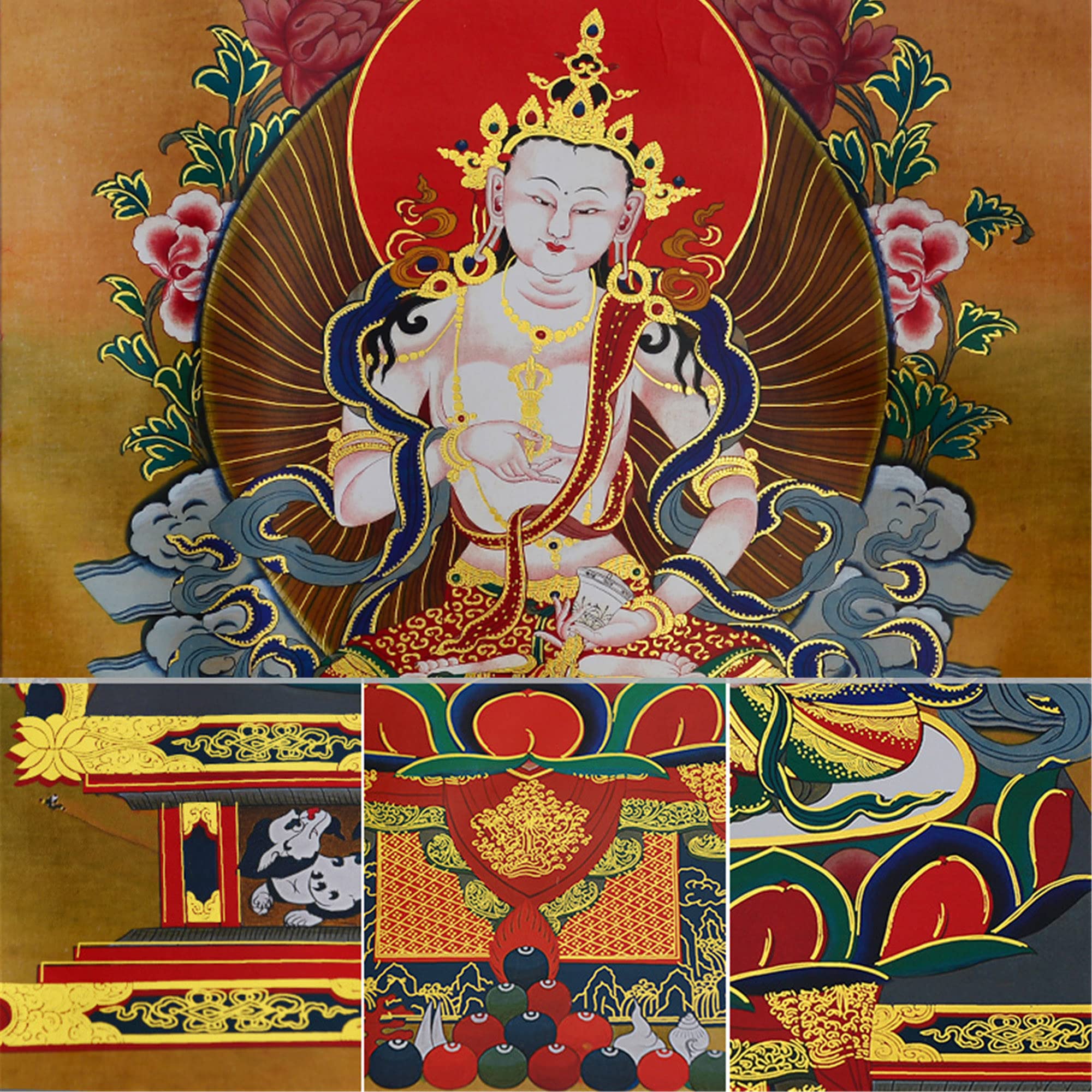 Tibetisches Thangka, Thangka-Gemälde, buddhistischer Wandteppich, tantrischer tibetischer Buddhismus, Thangka-Wandbehang, Vajrasatva, Dorsem, buddhistischer Wandteppich aus heißem Prägebrokat for Zen-