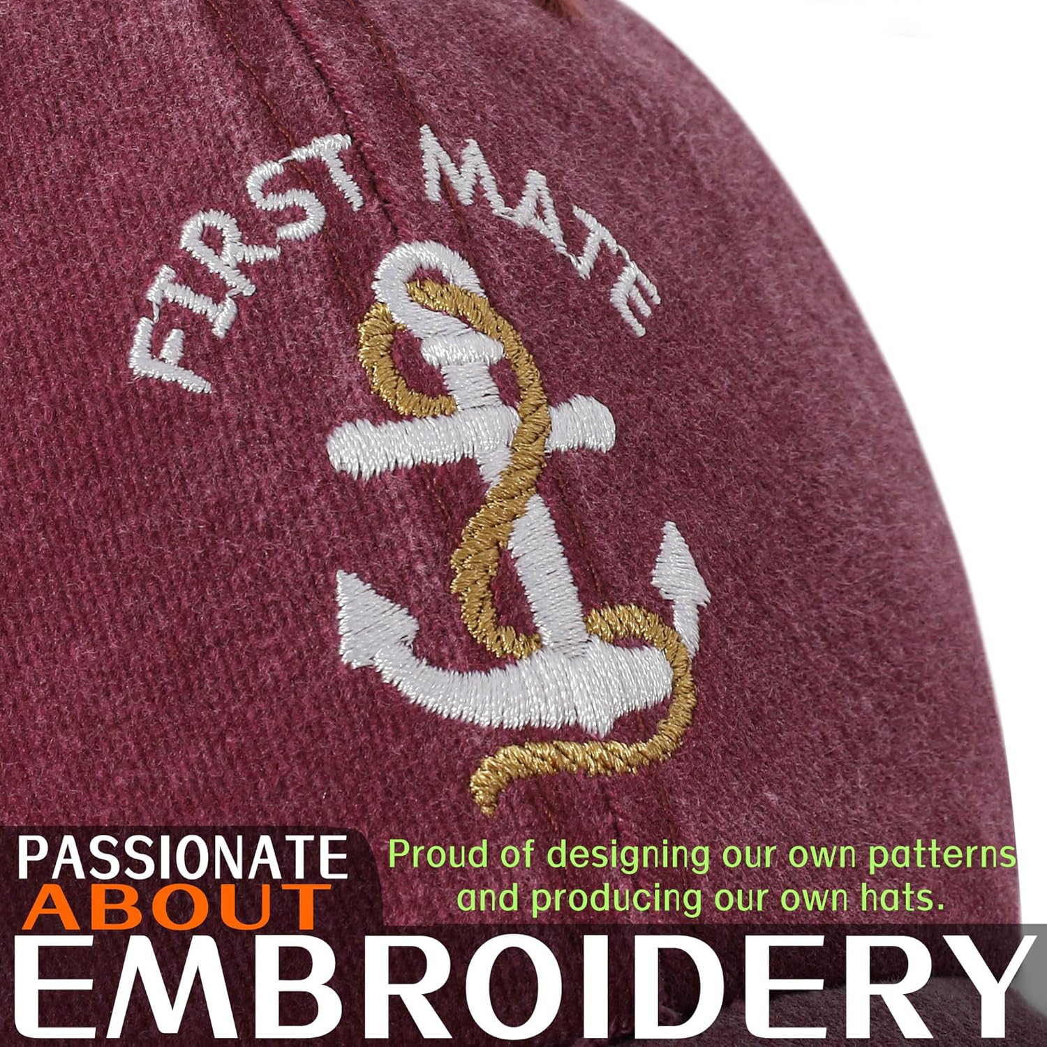 2PCS Embroidered Captain & First Mate Hats,Funny Adults Sailor Gift Men Womens Baseball Cap - Image 4