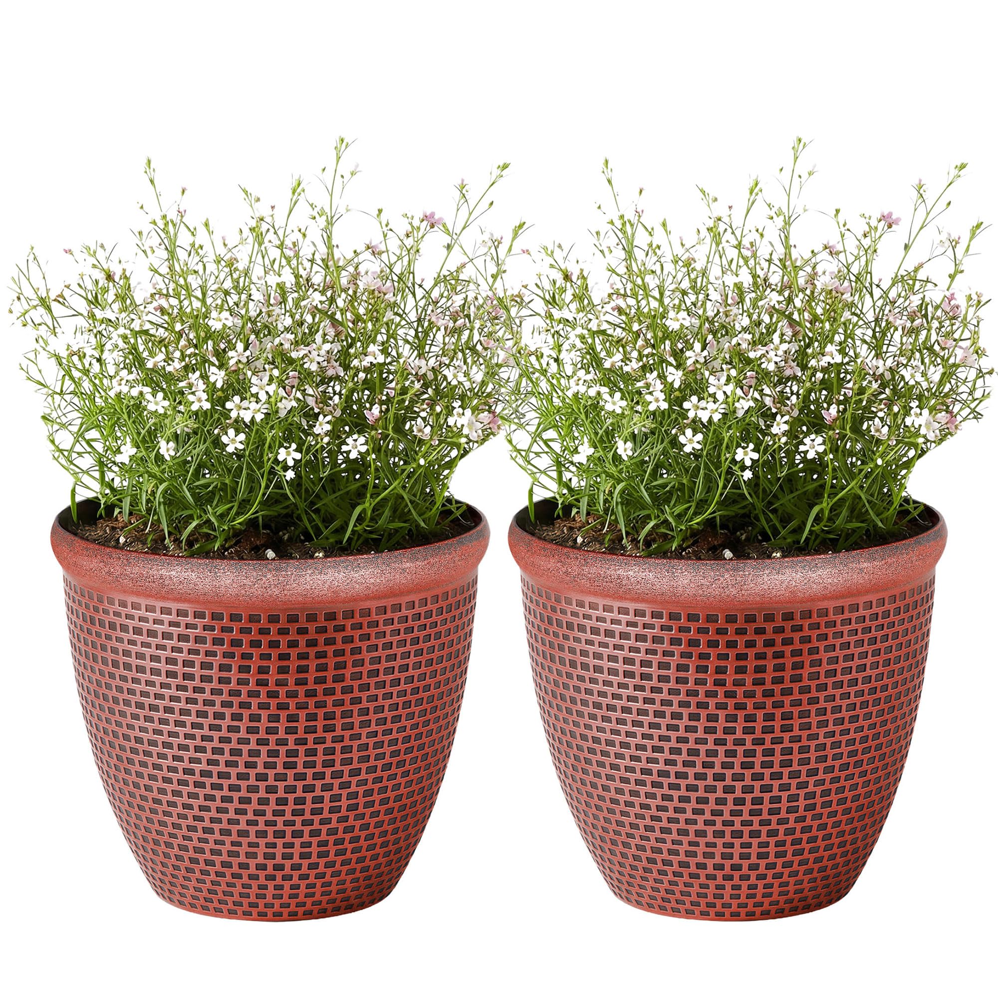 Sg Traders Copper 2 X Large Plastic Round Cromarty Plant Pot Flower Pot Planter Garden Decoration 36Cm Plant Pot Outdoor Flower Pots Outside Garden Planters Outdoor With Drainage Holes