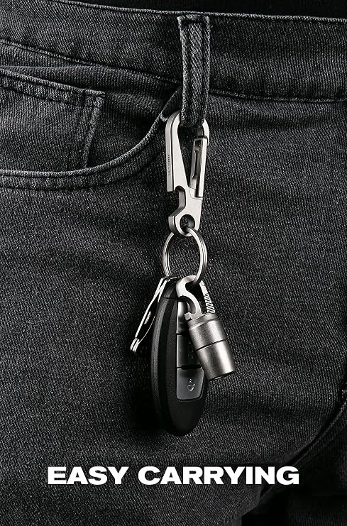 KEEPO LINK Titanium Carabiner Keychain Clip with Bottle Opener, OLM02